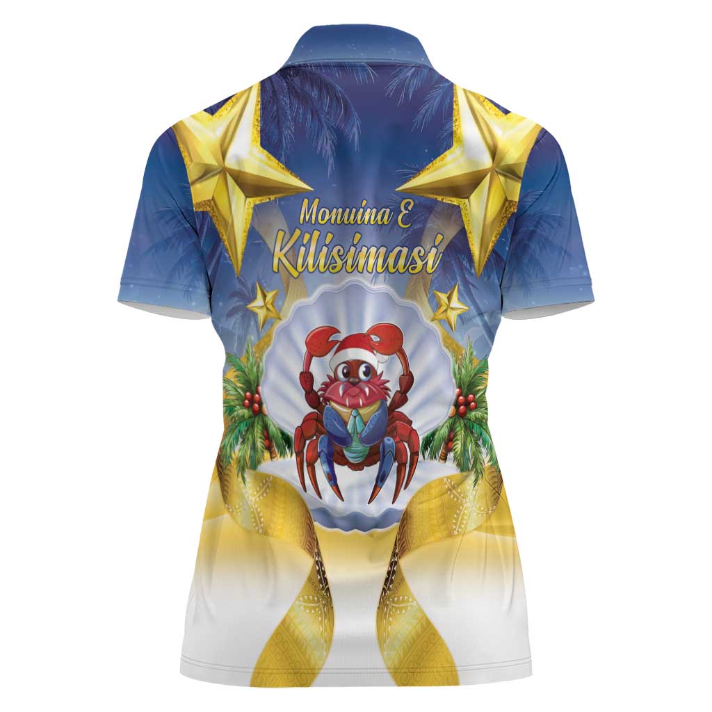 Niue Christmas Women Polo Shirt Seashell Santa Beach Vibes - Polynesian Pride