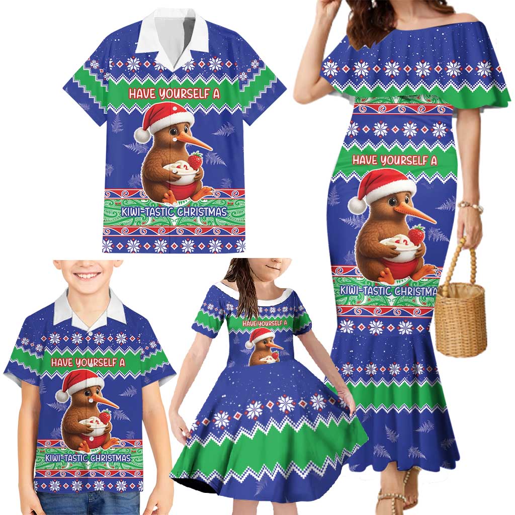 New Zealand Christmas Family Matching Mermaid Dress and Hawaiian Shirt Have Yourself A Kiwi-tastic Christmas - Polynesian Pride