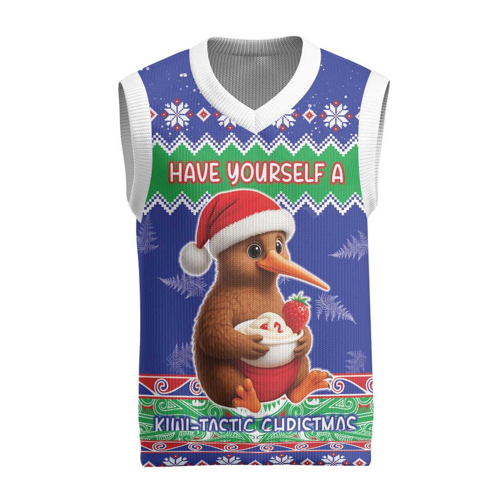 New Zealand Christmas Knitted V-Neck Vest Have Yourself A Kiwi-tastic Christmas - Polynesian Pride