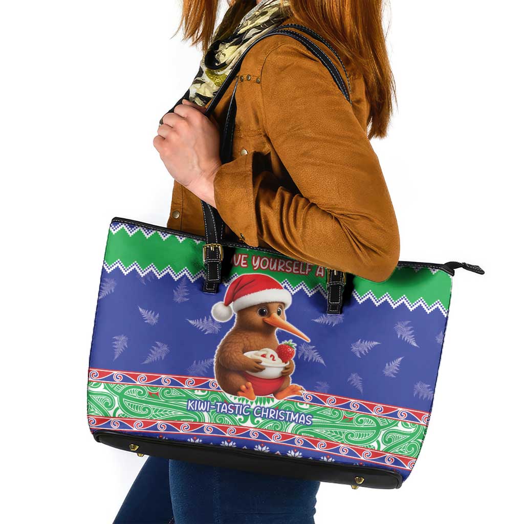 New Zealand Christmas Leather Tote Bag Have Yourself A Kiwi-tastic Christmas - Polynesian Pride