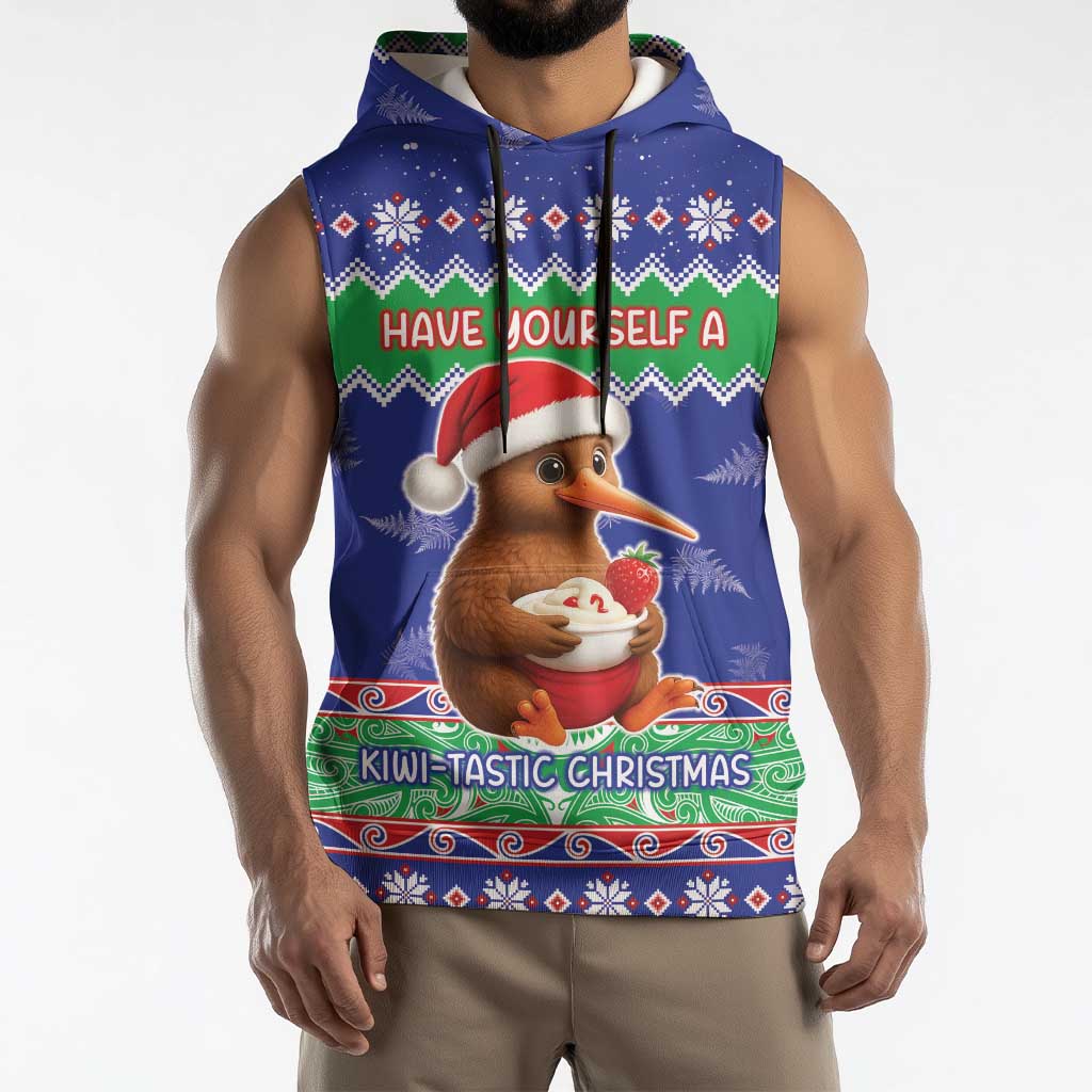 New Zealand Christmas Sleeveless Hoodie Have Yourself A Kiwi-tastic Christmas - Polynesian Pride