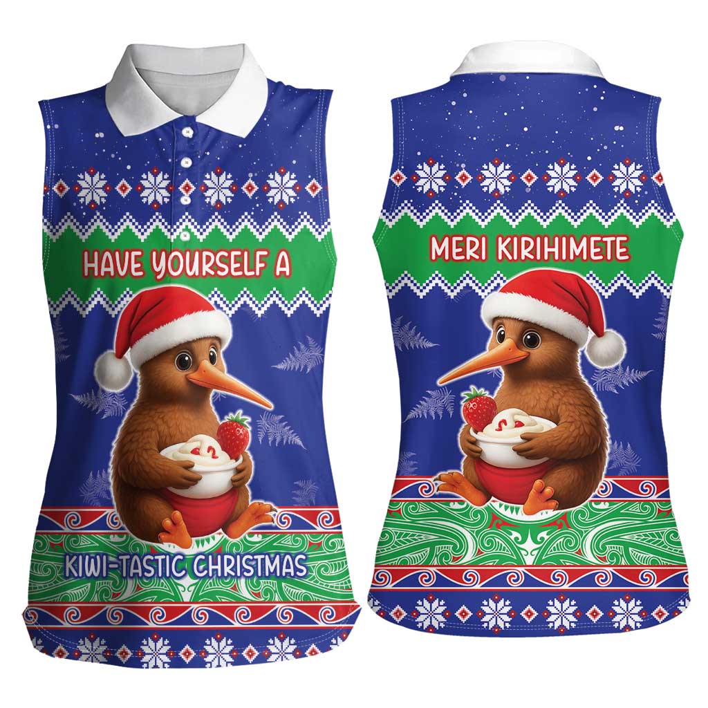 New Zealand Christmas Women Sleeveless Polo Shirt Have Yourself A Kiwi-tastic Christmas - Polynesian Pride