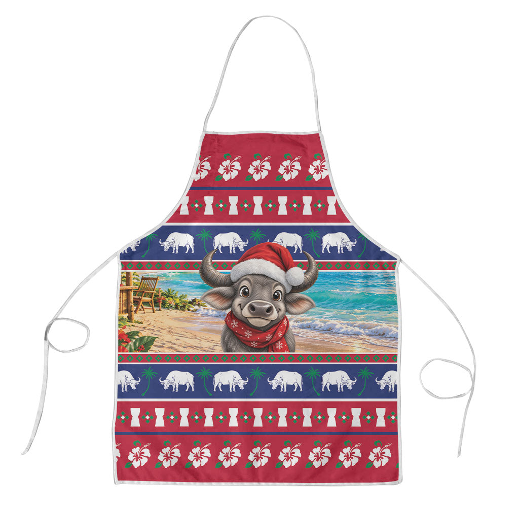 Guam Christmas Apron Felis Pasgua Carabao Santa LT05 Red - Polynesian Pride
