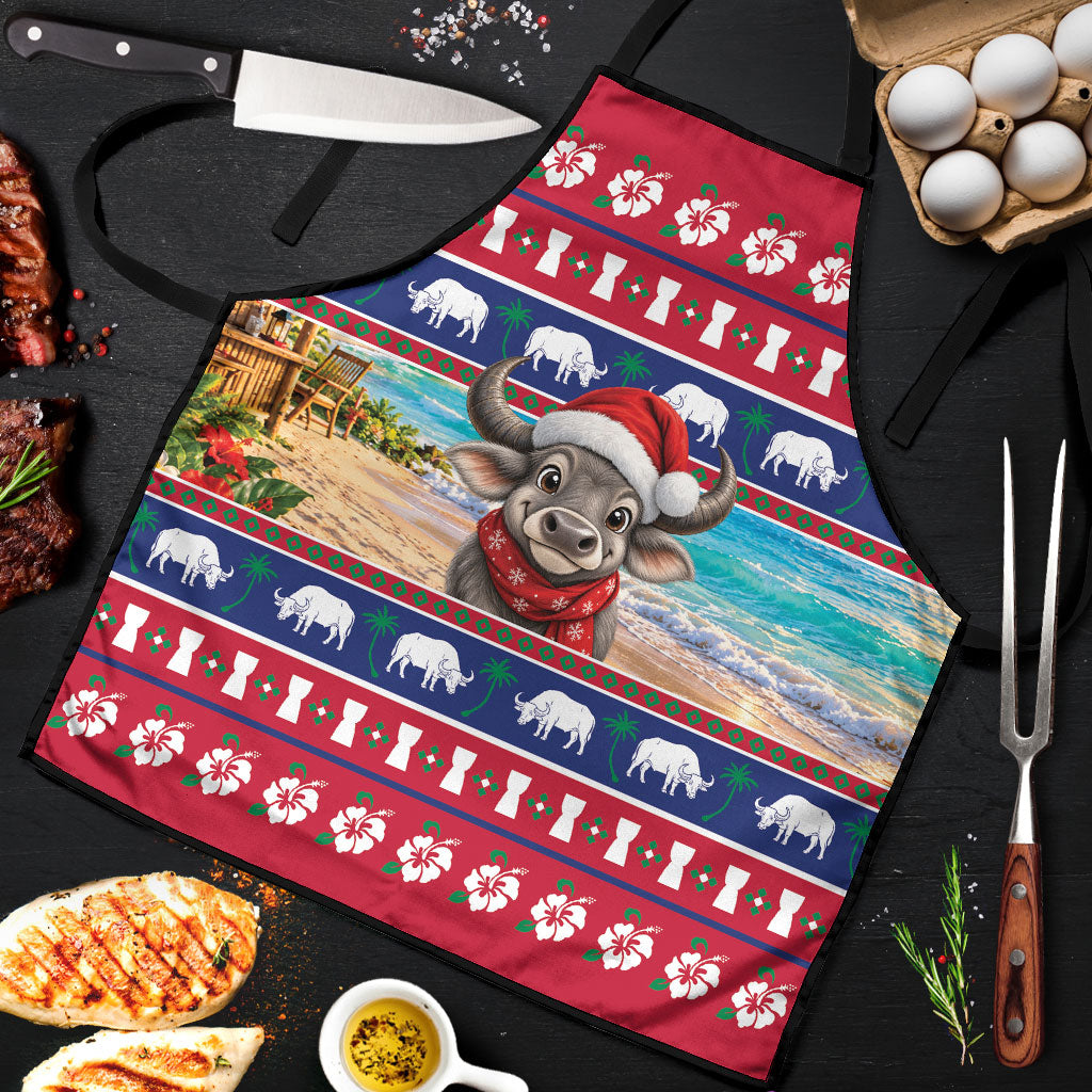 Guam Christmas Apron Felis Pasgua Carabao Santa LT05 Red - Polynesian Pride