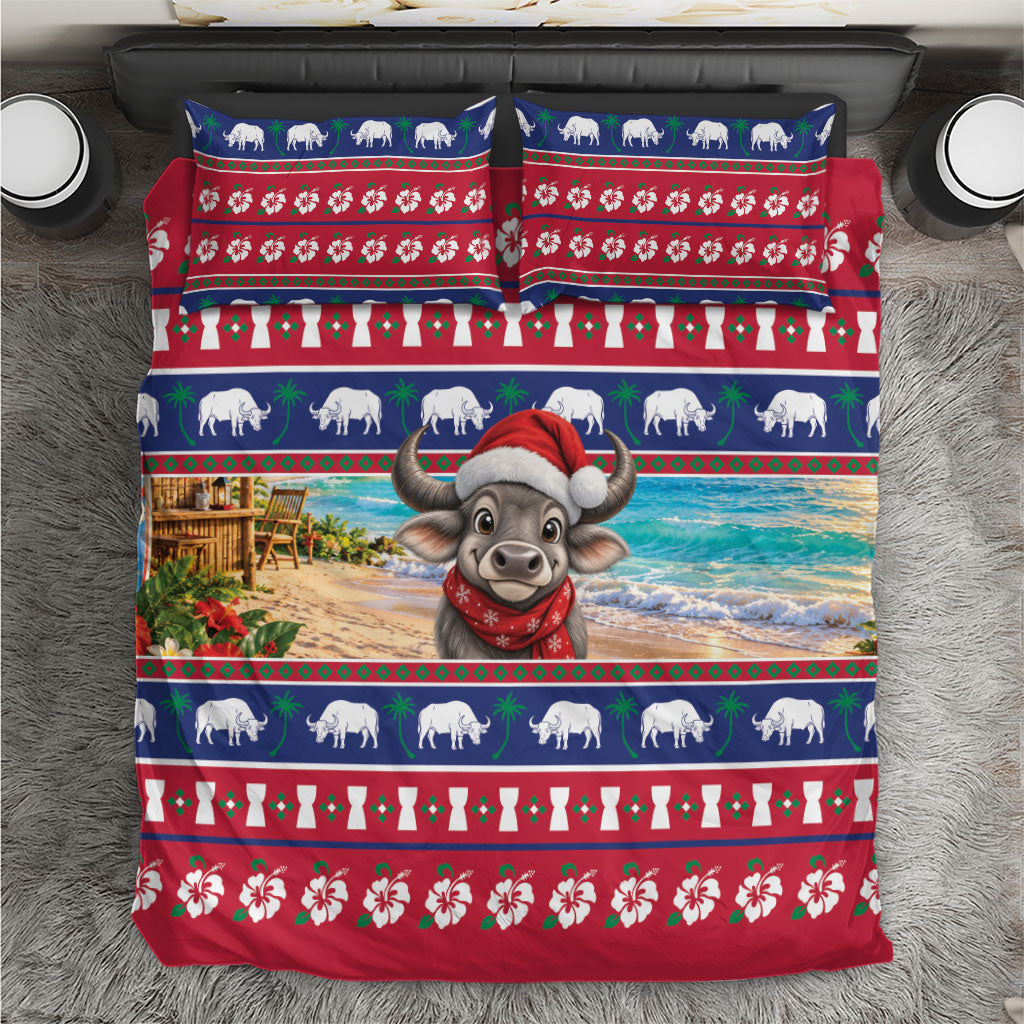 Guam Christmas Bedding Set Felis Pasgua Carabao Santa LT05 Red - Polynesian Pride