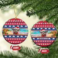 Guam Christmas Ceramic Ornament Felis Pasgua Carabao Santa LT05 Circle Red - Polynesian Pride