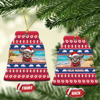 Guam Christmas Ceramic Ornament Felis Pasgua Carabao Santa LT05 Bell Flake Red - Polynesian Pride