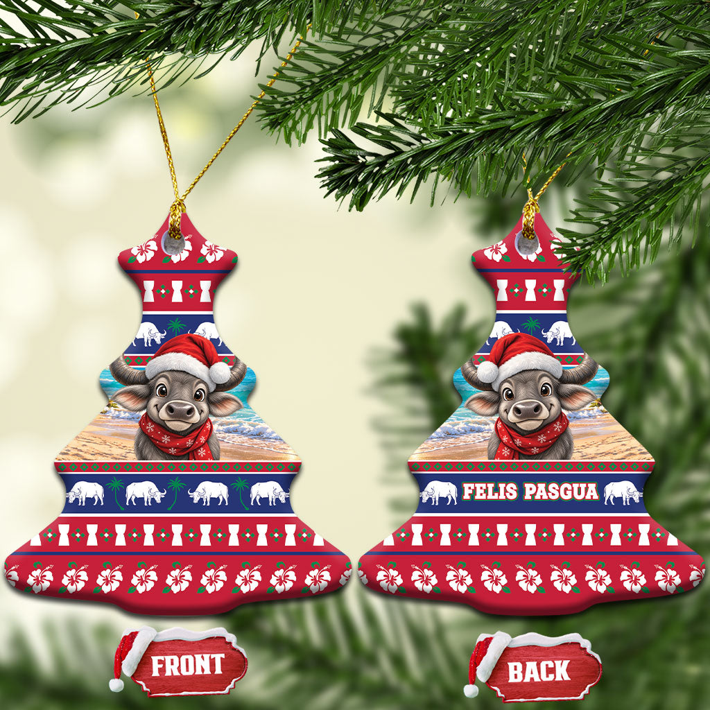 Guam Christmas Ceramic Ornament Felis Pasgua Carabao Santa LT05 Christmas Tree Red - Polynesian Pride