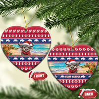 Guam Christmas Ceramic Ornament Felis Pasgua Carabao Santa LT05 Heart Red - Polynesian Pride