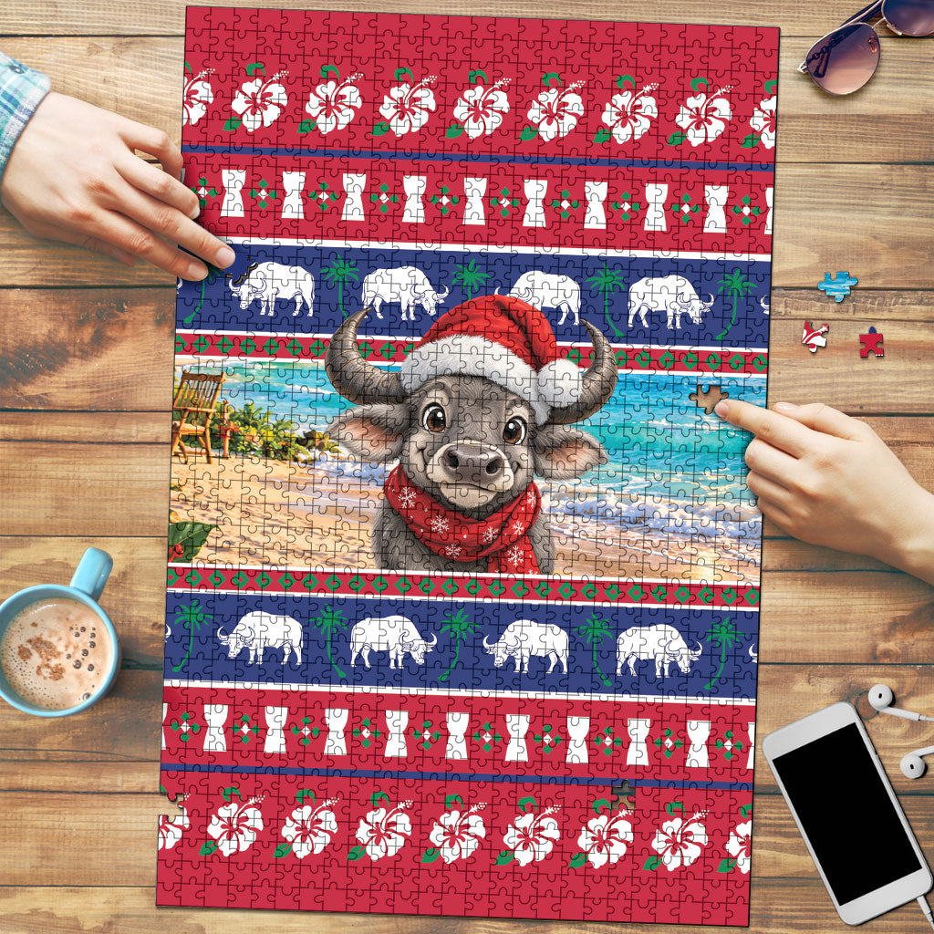 Guam Christmas Puzzle Felis Pasgua Carabao Santa LT05 Red - Polynesian Pride