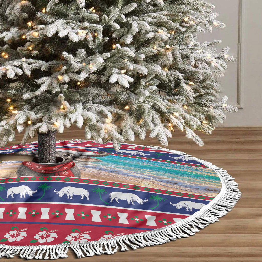 Guam Christmas Tree Skirt Felis Pasgua Carabao Santa