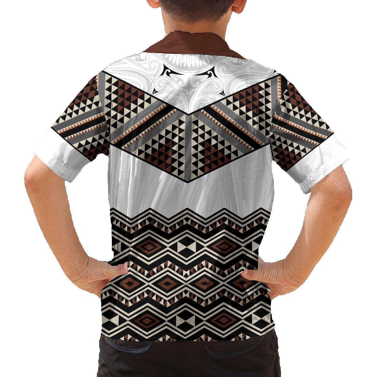 New Zealand Aotearoa Family Matching Puletasi Dress and Hawaiian Shirt Taniko Art Simple Style LT05 - Polynesian Pride