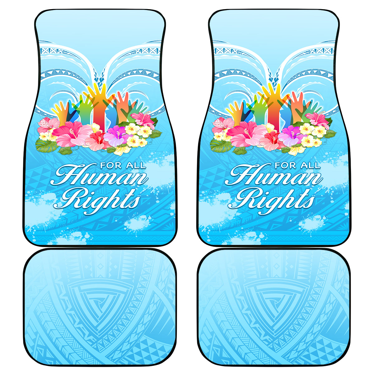 Universal Human Rights Month Car Mats Polynesian Style LT05 Blue - Polynesian Pride