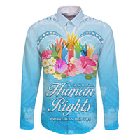 Universal Human Rights Month Family Matching Mermaid Dress and Hawaiian Shirt Polynesian Style LT05 Dad's Shirt - Long Sleeve Blue - Polynesian Pride