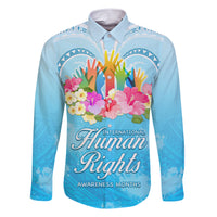 Universal Human Rights Month Family Matching Short Sleeve Bodycon Dress and Hawaiian Shirt Polynesian Style LT05 Dad's Shirt - Long Sleeve Blue - Polynesian Pride