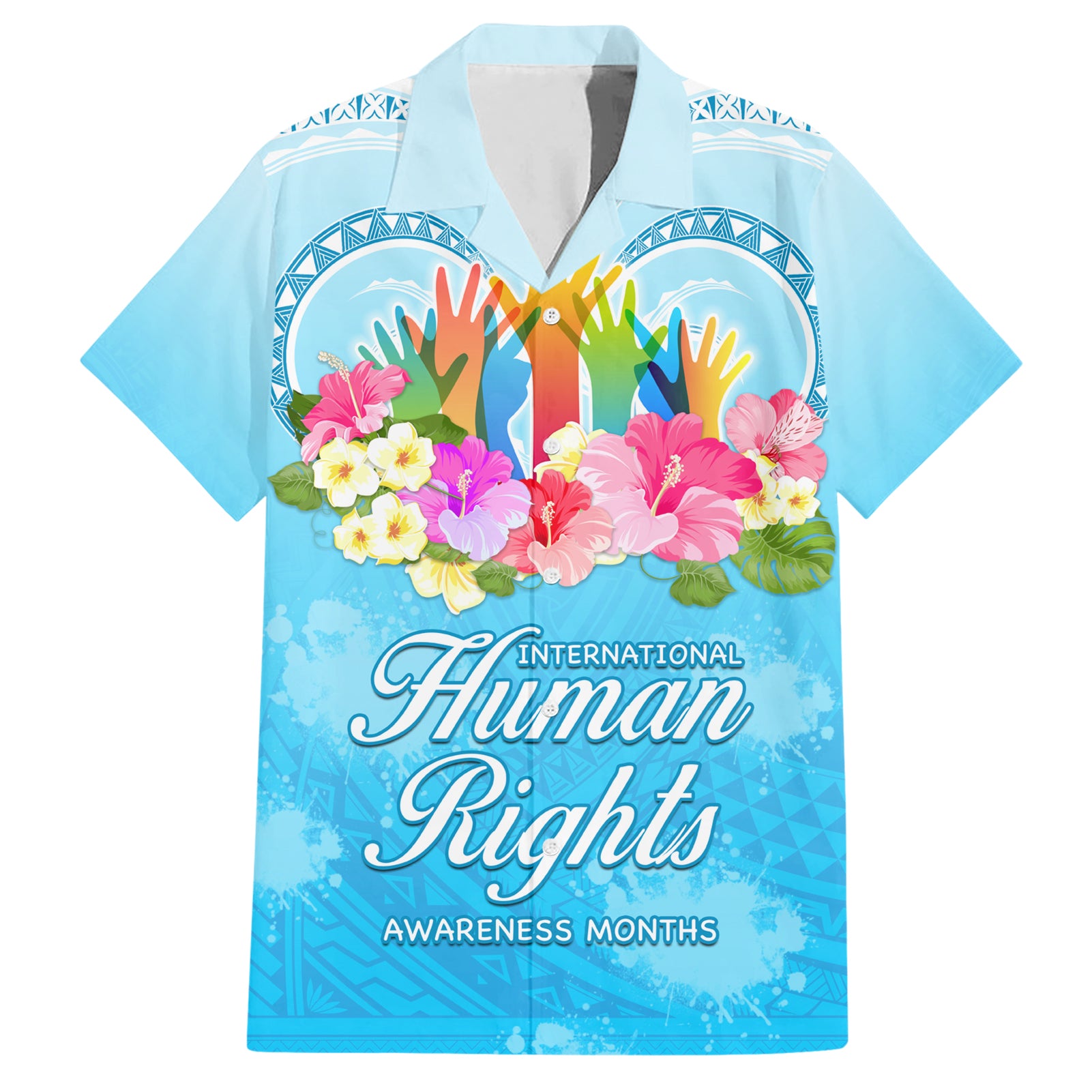 Universal Human Rights Month Hawaiian Shirt Polynesian Style LT05 Blue - Polynesian Pride