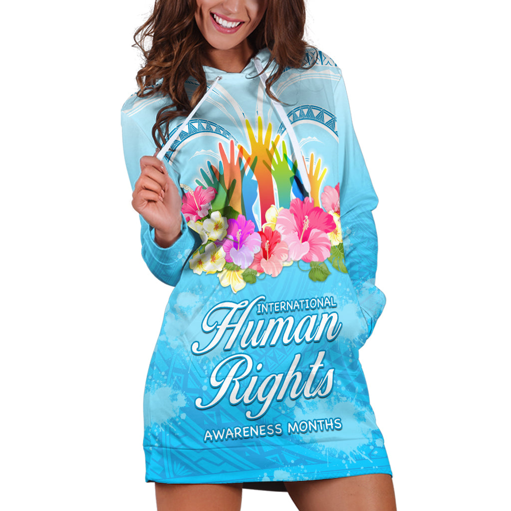 Universal Human Rights Month Hoodie Dress Polynesian Style LT05 Blue - Polynesian Pride