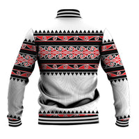 New Zealand Aotearoa Baseball Jacket With Kowhaiwhai Pattern Red Version LT05 - Polynesian Pride