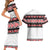 New Zealand Aotearoa Couples Matching Short Sleeve Bodycon Dress and Hawaiian Shirt With Kowhaiwhai Pattern Red Version LT05 - Polynesian Pride