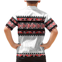 New Zealand Aotearoa Family Matching Mermaid Dress and Hawaiian Shirt With Kowhaiwhai Pattern Red Version LT05 - Polynesian Pride