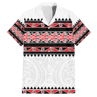 New Zealand Aotearoa Family Matching Short Sleeve Bodycon Dress and Hawaiian Shirt With Kowhaiwhai Pattern Red Version LT05 Dad's Shirt - Short Sleeve Red - Polynesian Pride