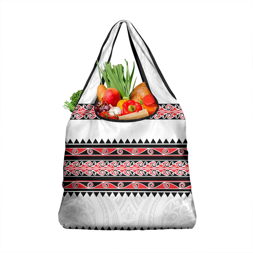 New Zealand Aotearoa Grocery Bag With Kowhaiwhai Pattern Red Version