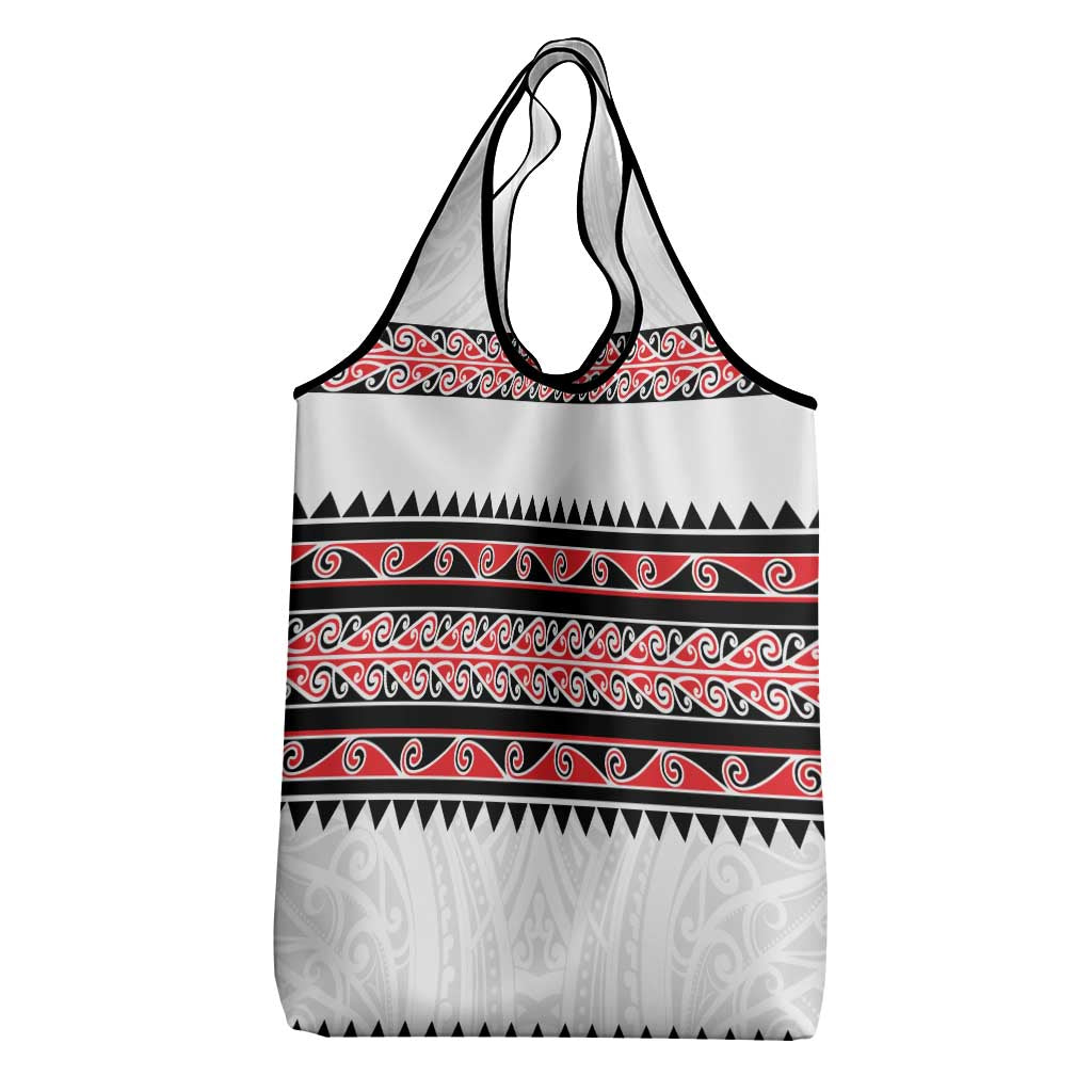 New Zealand Aotearoa Grocery Bag With Kowhaiwhai Pattern Red Version