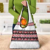 New Zealand Aotearoa Grocery Bag With Kowhaiwhai Pattern Red Version