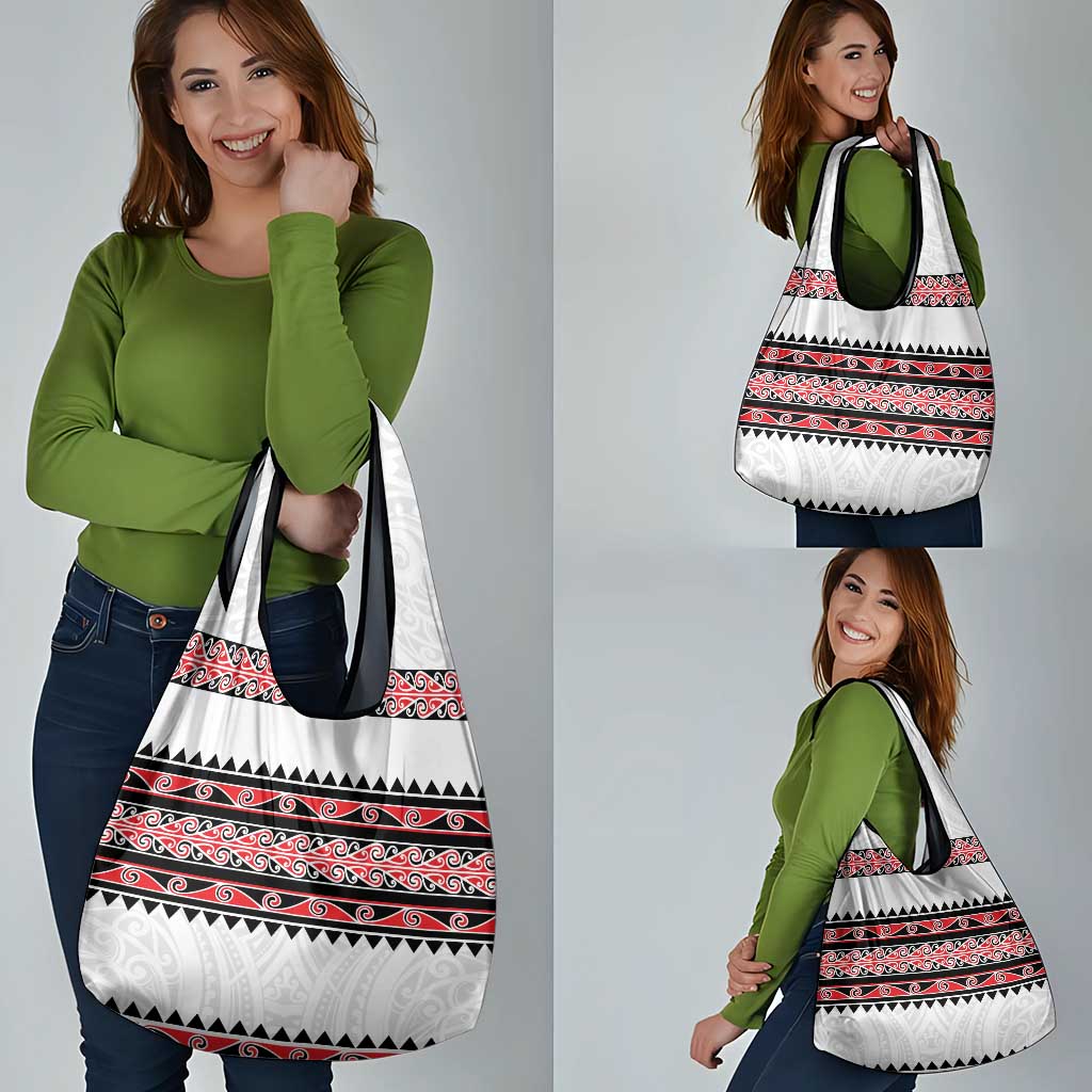 New Zealand Aotearoa Grocery Bag With Kowhaiwhai Pattern Red Version