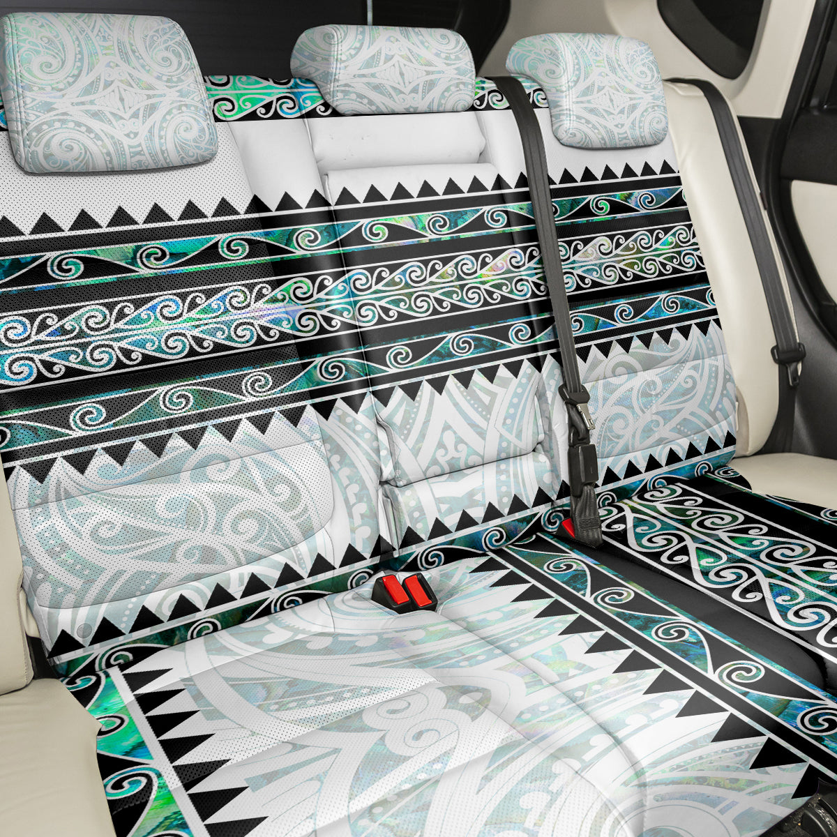 New Zealand Aotearoa Back Car Seat Cover With Paua Shell Kowhaiwhai Pattern LT05 - Polynesian Pride