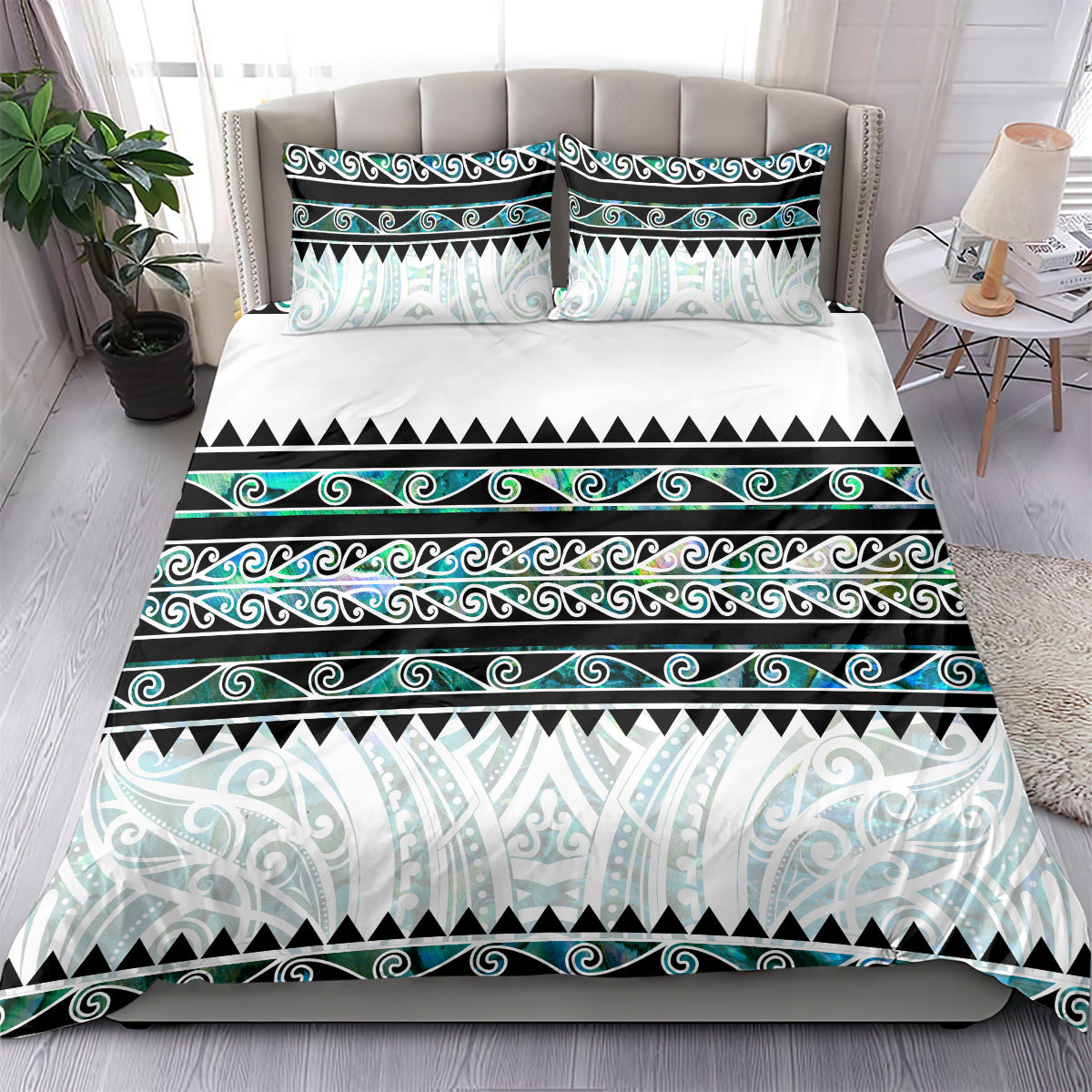 New Zealand Aotearoa Bedding Set With Paua Shell Kowhaiwhai Pattern LT05 - Polynesian Pride