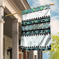 New Zealand Aotearoa Garden Flag With Paua Shell Kowhaiwhai Pattern LT05 House Flag Green - Polynesian Pride