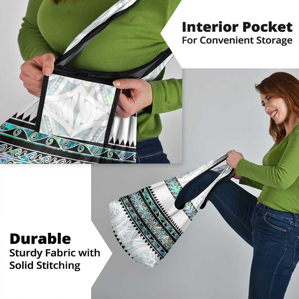 New Zealand Aotearoa Grocery Bag With Paua Shell Kowhaiwhai Pattern