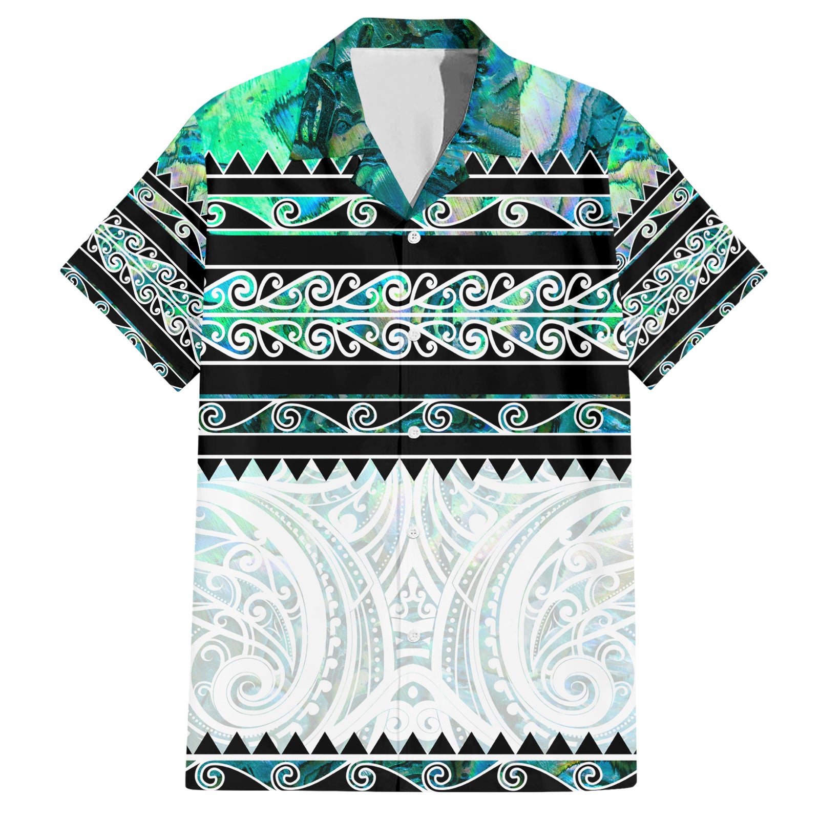 New Zealand Aotearoa Hawaiian Shirt With Paua Shell Kowhaiwhai Pattern LT05 Green - Polynesian Pride