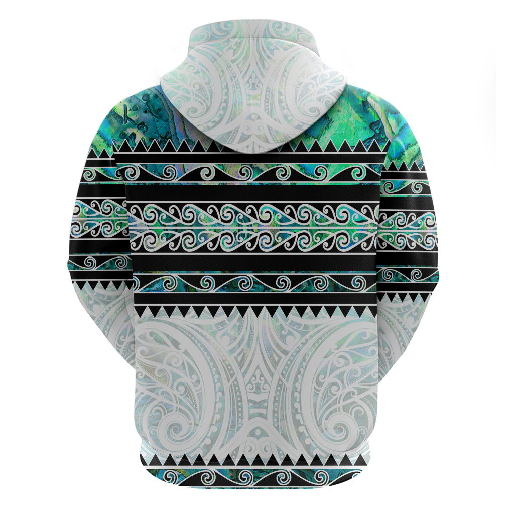 New Zealand Aotearoa Hoodie With Paua Shell Kowhaiwhai Pattern LT05 - Polynesian Pride