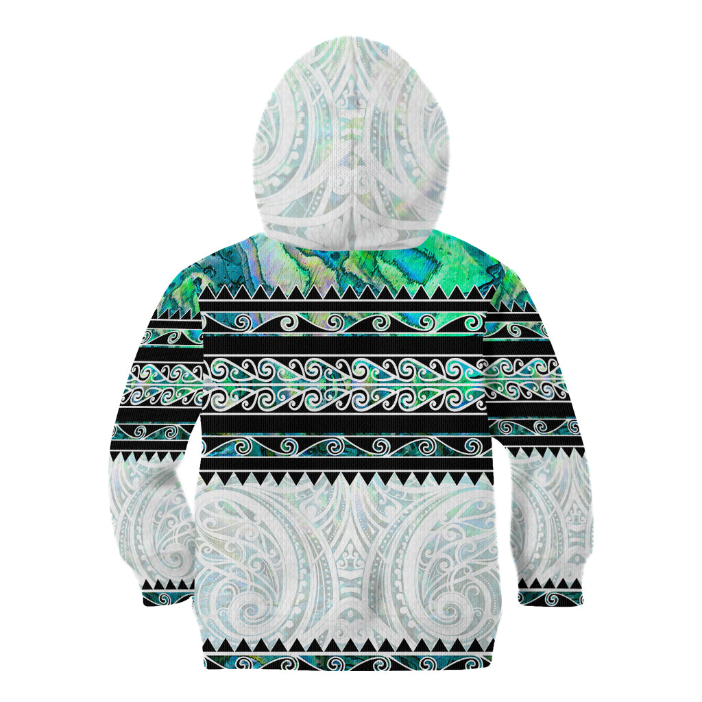 New Zealand Aotearoa Kid Hoodie With Paua Shell Kowhaiwhai Pattern LT05 - Polynesian Pride
