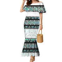 New Zealand Aotearoa Mermaid Dress With Paua Shell Kowhaiwhai Pattern LT05 Women Green - Polynesian Pride
