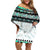 New Zealand Aotearoa Off Shoulder Short Dress With Paua Shell Kowhaiwhai Pattern LT05 Women Green - Polynesian Pride