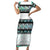 New Zealand Aotearoa Short Sleeve Bodycon Dress With Paua Shell Kowhaiwhai Pattern LT05 Long Dress Green - Polynesian Pride