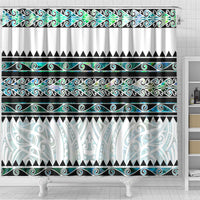 New Zealand Aotearoa Shower Curtain With Paua Shell Kowhaiwhai Pattern LT05 - Polynesian Pride