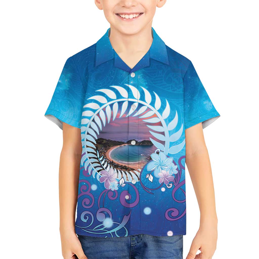 New Zealand Matapouri Beach Landscape Family Matching Off Shoulder Maxi Dress and Hawaiian Shirt