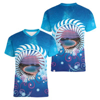New Zealand Matapouri Beach Landscape Women V-Neck T-Shirt