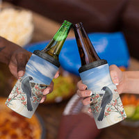 New Zealand Mount Taranaki Landscape 4 in 1 Can Cooler Tumbler Kokako Bird Polynesian Style