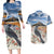 New Zealand Mount Taranaki Landscape Couples Matching Long Sleeve Bodycon Dress and Hawaiian Shirt Kokako Bird Polynesian Style