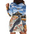 New Zealand Mount Taranaki Landscape Hoodie Dress Kokako Bird Polynesian Style