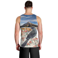 New Zealand Mount Taranaki Landscape Men Tank Top Kokako Bird Polynesian Style
