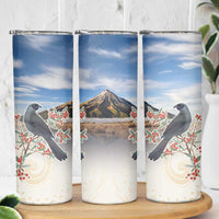 New Zealand Mount Taranaki Landscape Skinny Tumbler Kokako Bird Polynesian Style LT05 - Polynesian Pride