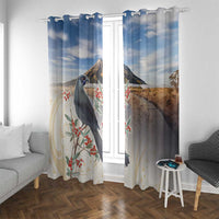 New Zealand Mount Taranaki Landscape Window Curtain Kokako Bird Polynesian Style