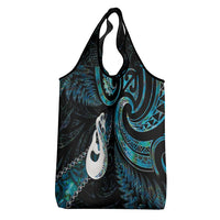 New Zealand Aotearoa Grocery Bag Maori Manaia Paua Shell Glitter Turquoise