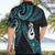 New Zealand Aotearoa Hawaiian Shirt Maori Manaia Paua Shell Glitter Turquoise